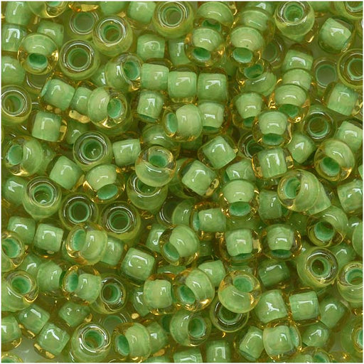Toho Round Seed Beads 8/0 945 'Jonquil/Mint Julep Lined' 8 Gram Tube