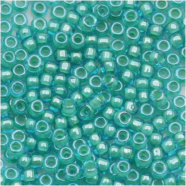 Toho Round Seed Beads 8/0 #954 'Aqua/Light Jonquil Lined' 8g