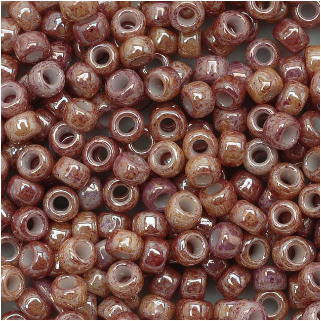 Toho Round Seed Beads 8/0 1201 'Marbled Opaque Beige/Pink' 8 Gram Tube