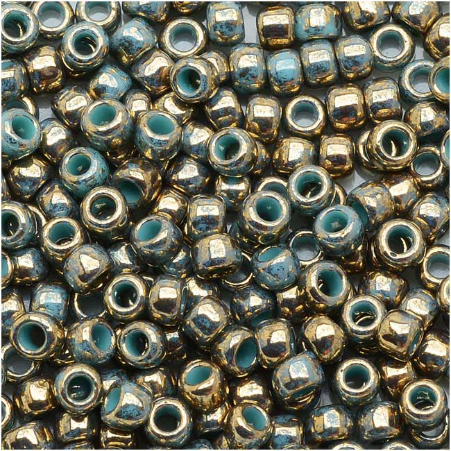 Toho Round Seed Beads 8/0 #1703 - Gilded Marble Turquoise (8 Grams)