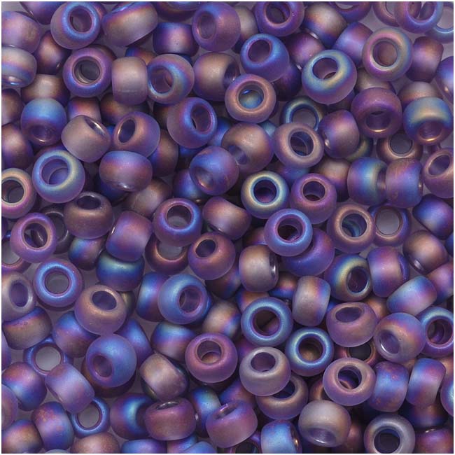 Toho Round Seed Beads 8/0 166DF 'Transparent Rainbow Frosted Lt Tanzanite' (Tube)