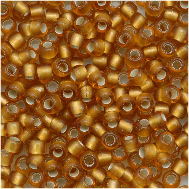 Toho Round Seed Beads 8/0 22CF 'Silver Lined Frosted Dark Topaz' 8 Gram Tube