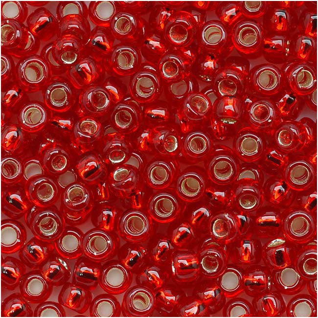 Toho Round Seed Beads 8/0 25C 'Silver Lined Ruby' 8 Gram Tube