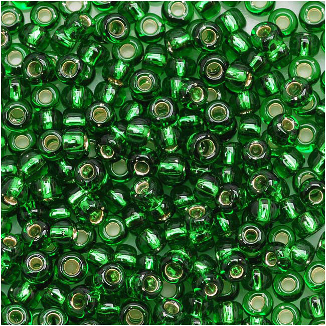 Toho Round Seed Beads 8/0 27B 'Silver Lined Grass Green' 8 Gram Tube
