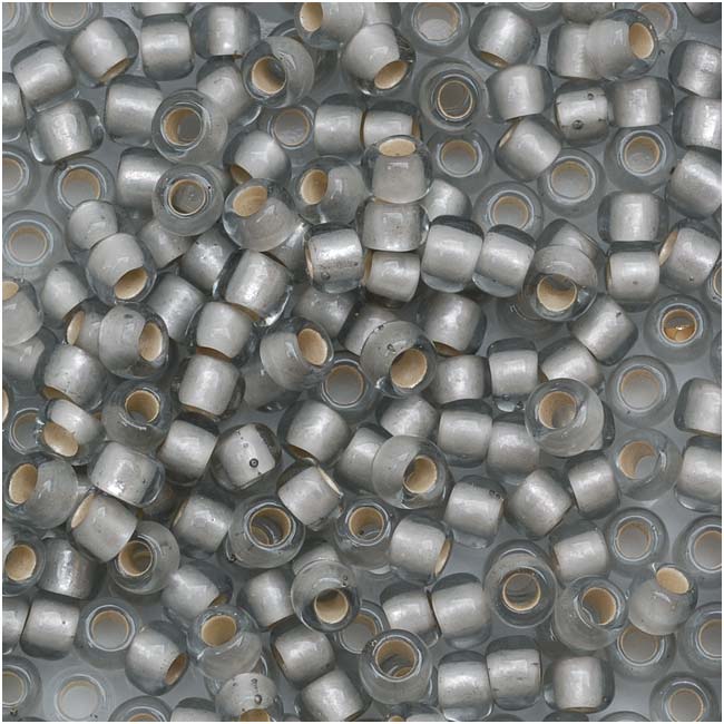 Toho Round Seed Beads 8/0 29AF 'Silver Lined Frosted Black Diamond