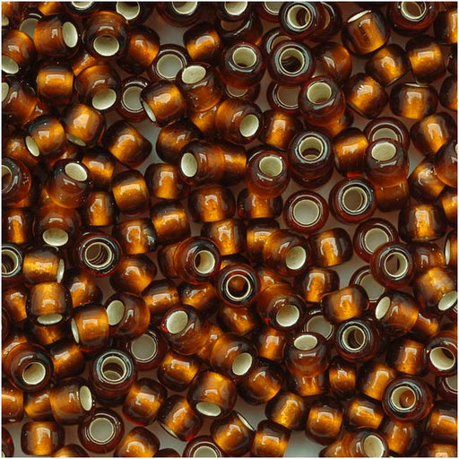 Toho Round Seed Beads 8/0 34F 'Silver Lined Frosted Smoky Topaz' 8 Gram Tube