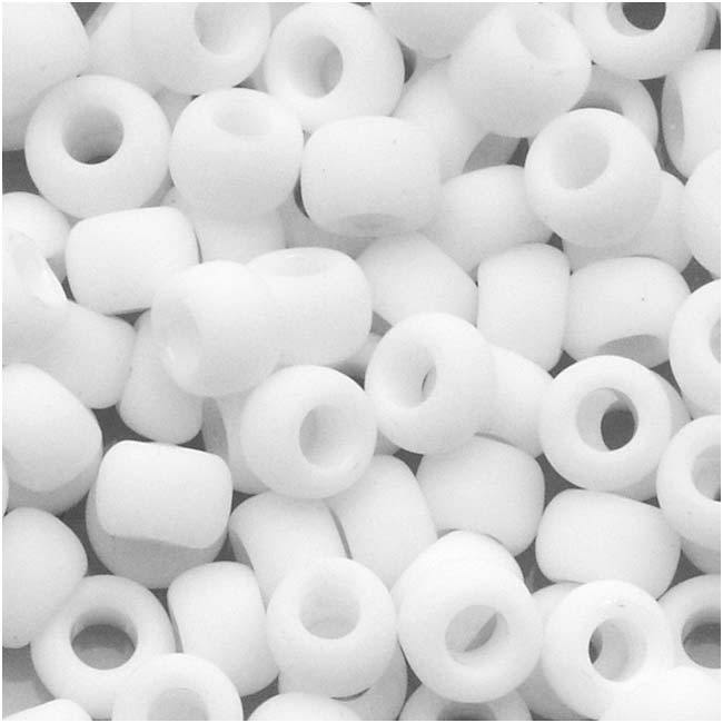 Toho Round Seed Beads 8/0 #41F Opaque Frosted White 8 Gram Tube
