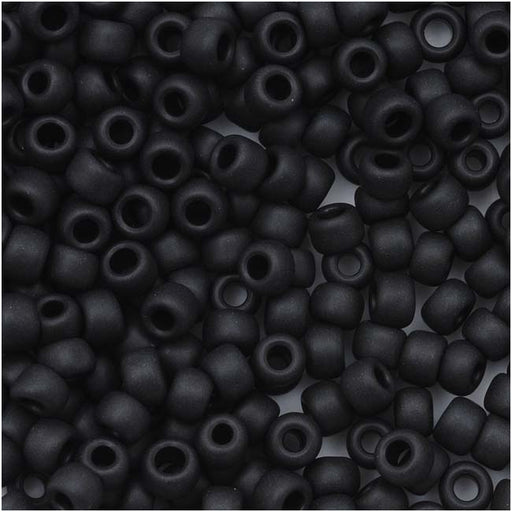 Toho Round Seed Beads 8/0 49F 'Opaque Frosted Jet' (250 Grams)