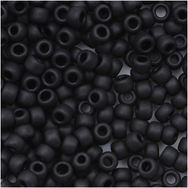 Toho Round Seed Beads 8/0 49F 'Opaque Frosted Jet' (250 Grams)