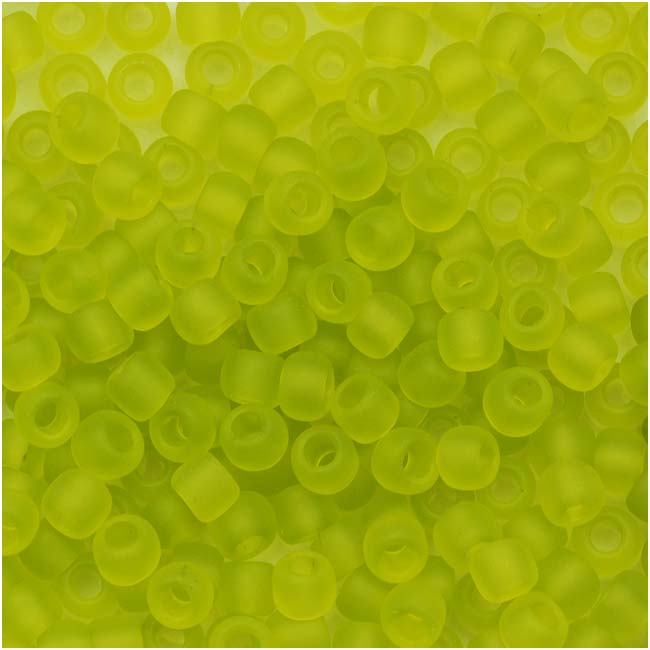 Toho Round Seed Beads 8/0 4F 'Transparent Frosted Lime Green' 8 Gram Tube
