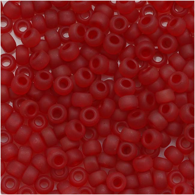 Toho Round Seed Beads 8/0 5CF 'Transparent Frosted Ruby' 8 Gram Tube