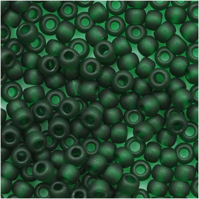 Toho Round Seed Beads 8/0 939F 'Transparent Frosted Green Emerald' 8 Gram Tube
