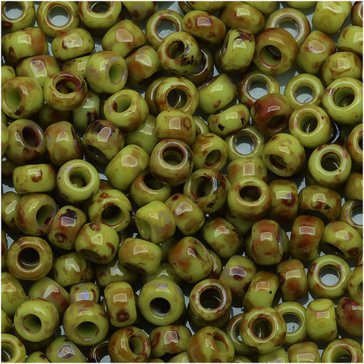 Toho Round Seed Beads 8/0 #Y310 - Hybrid Sour Apple Picasso (2.5" Tube)
