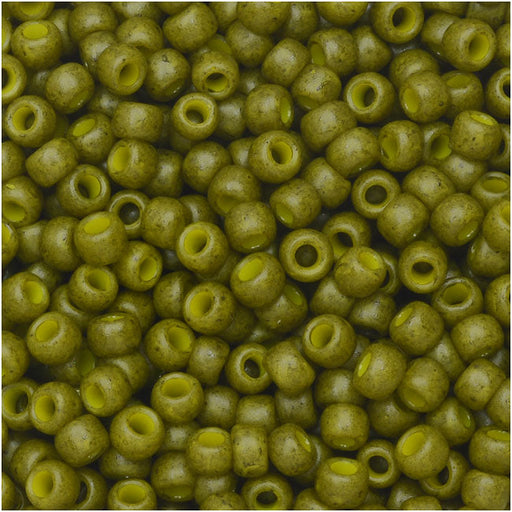 Toho Seed Beads, Round 8/0 Semi Glazed, 8 Gram Tube, Olive