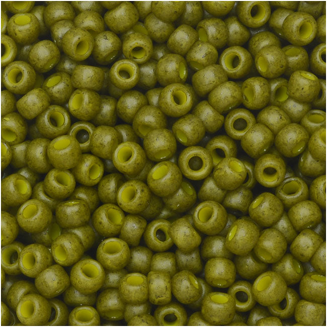 Toho Seed Beads, Round 8/0 Semi Glazed, 8 Gram Tube, Olive