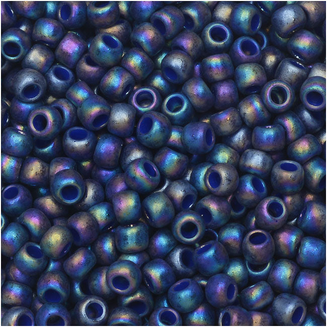 Toho Seed Beads, Round 8/0 Semi Glazed, Rainbow Navy Blue (8 Gram Tube)