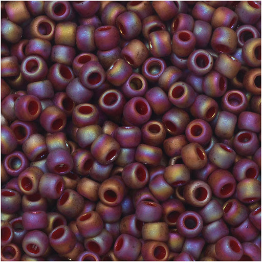 Toho Seed Beads, Round 8/0 Semi Glazed, Rainbow Dark Red (8 Gram Tube)