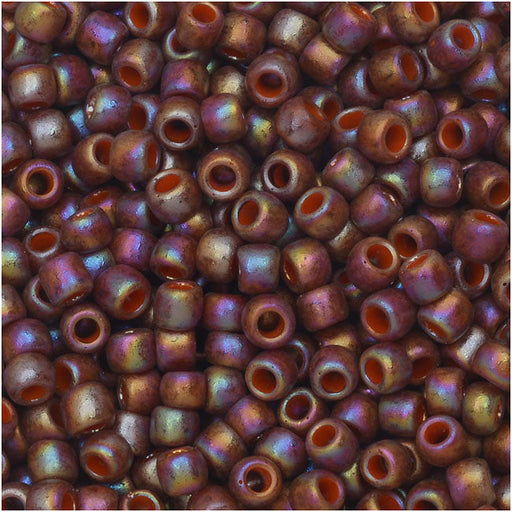 Toho Seed Beads, Round 8/0 Semi Glazed, 8 Gram Tube, Rainbow Burnt Orange