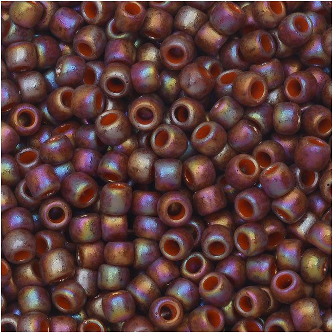 Toho Seed Beads, Round 8/0 Semi Glazed, 8 Gram Tube, Rainbow Burnt Orange