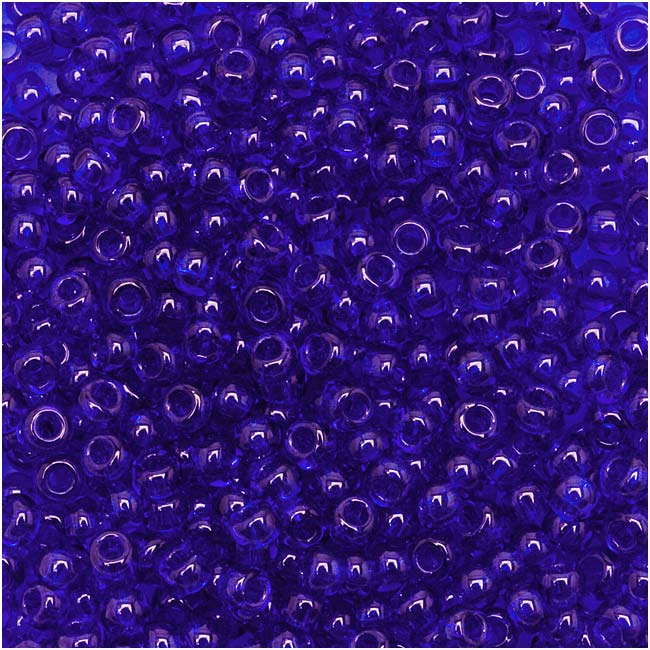 Toho Round Seed Beads 11/0 8 Transparent Cobalt 8 Gram Tube