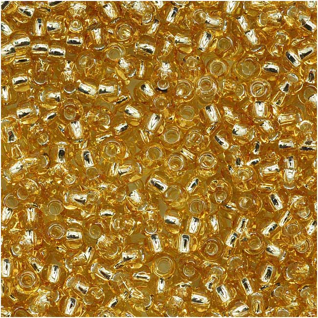 Toho Treasure 11/0 OPAQUE YELLOW-LINED AQUA Seed Beads