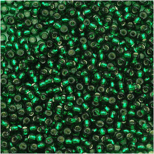 Toho Round Seed Beads 11/0 #36 'Silver Lined Green Emerald' 8g