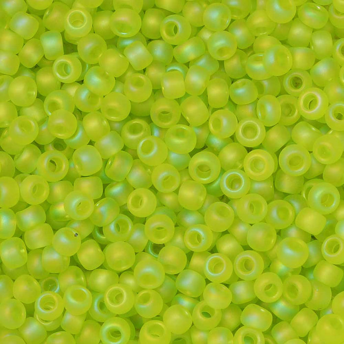 Toho Seed Beads, Round 11/0 #164F 'Transparent Rainbow Frosted Lime Green' (8 Grams)