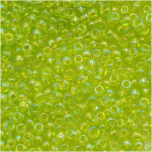 Toho Round Seed Beads 11/0 164 'Transparent Rainbow Lime Green' 8 Gram Tube