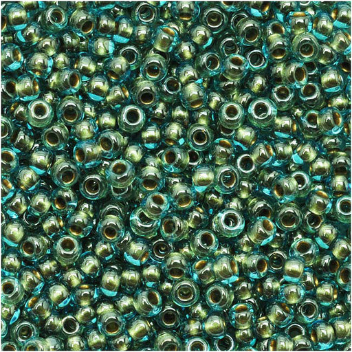 Toho Round Seed Beads 11/0 284 'Aqua/Gold Lined' 8 Gram Tube