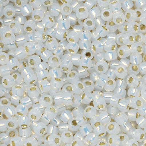 Toho Seed Beads, Round 11/0 #2100 'Silver Lined Milky White' (8 Grams)