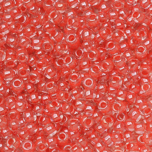 Toho Seed Beads, Round 11/0 #341 'Crystal/Tomato Lined' (8 Grams)
