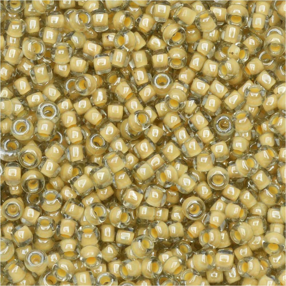 Toho Round Seed Bead 11/0 Transparent Silver Lined Gold 2.5-inch Tube (22)