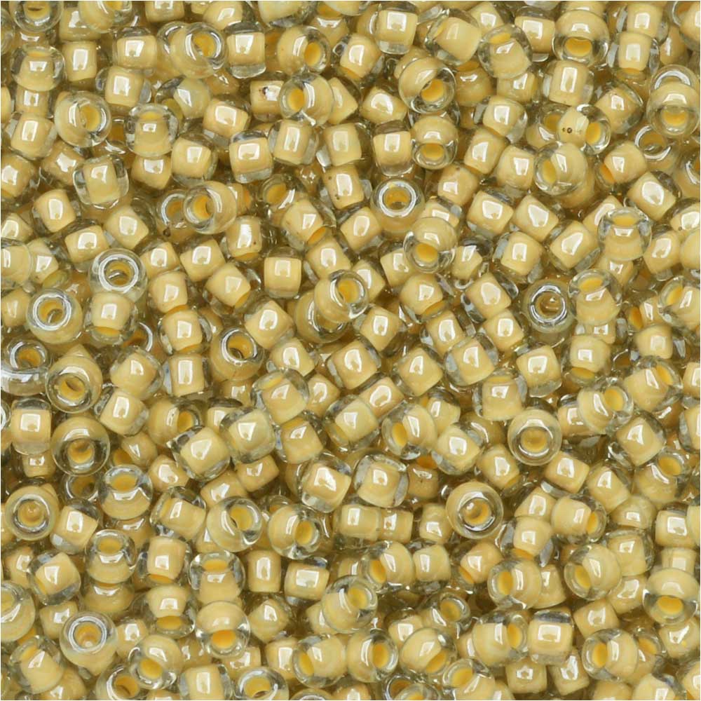 Toho Seed Beads, Round 11/0 #369 'Black Diamond/Orange Creme Lined', 8 Grams