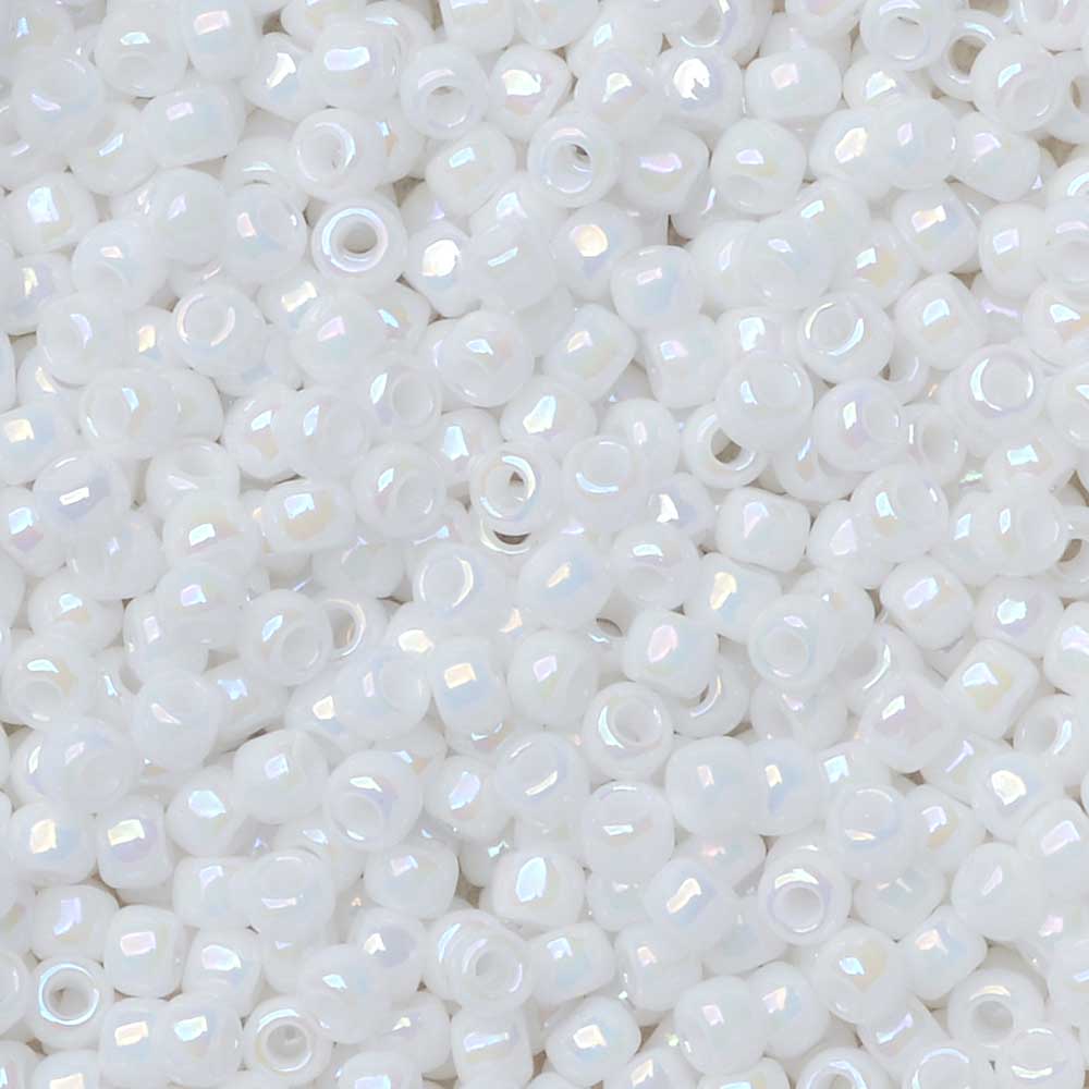 Toho Seed Beads, Round 11/0 #401 'Opaque Rainbow White' (8 Grams)