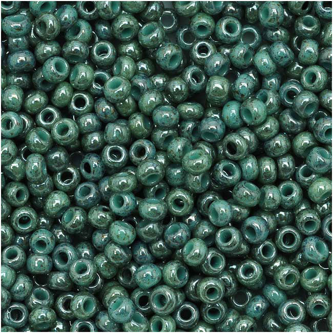Czech Round Seed Beads, Glass - Opaque Green Turquoise, Choose Size