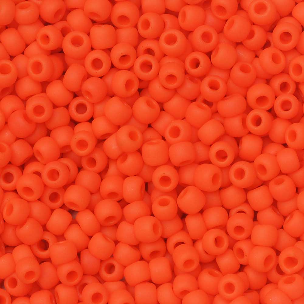 Toho Seed Beads, Round 11/0 #50F 'Opaque Frosted Sunset Orange' (8 Grams)