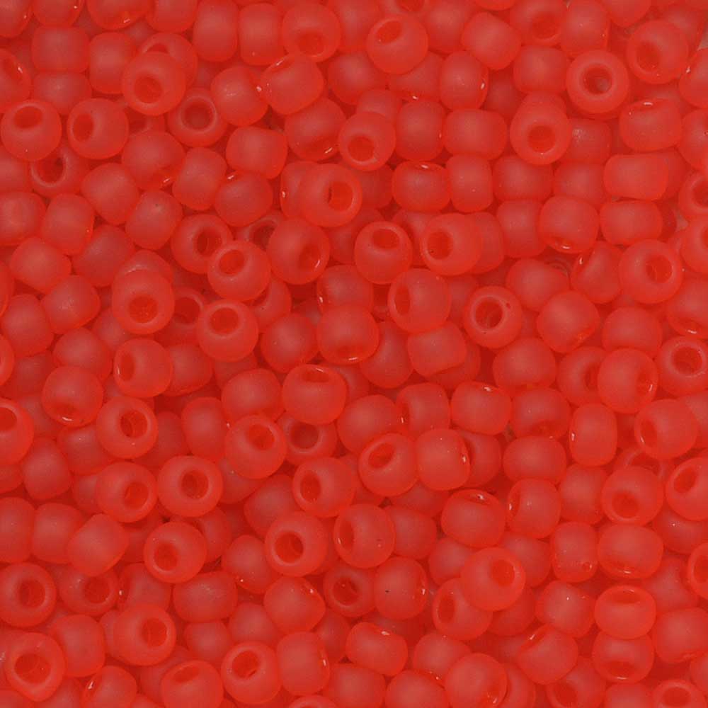 Toho Seed Beads, Round 11/0 #5F 'Transparent Frosted Light Siam Ruby' (8 Grams)