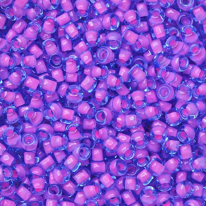 Toho Seed Beads, Round 11/0 #937 'Aqua/Bubble Gum Pink Lined' (8 Grams)
