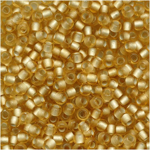 Toho Round Seed Beads 11/0 22F 'Silver Lined Frosted Lt Topaz' 8 Gram Tube