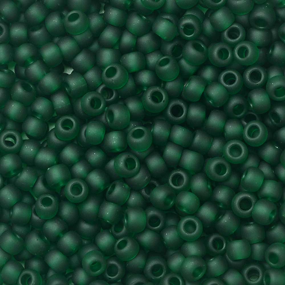 Toho Seed Beads, Round 11/0 #939F 'Transparent Frosted Green Emerald' (8 Grams)