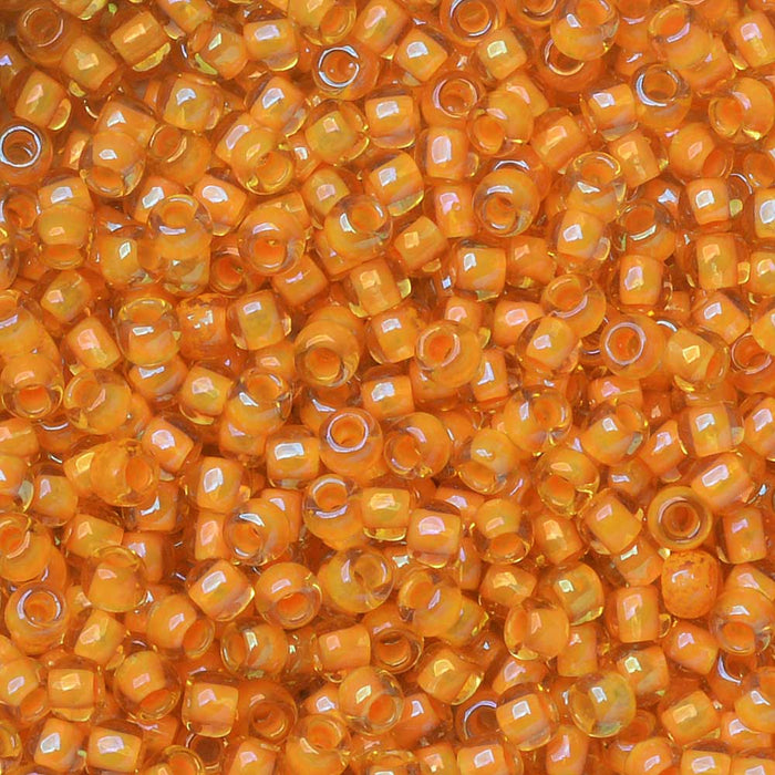 Toho Seed Beads, Round 11/0 #950 'Jonquil/Burnt Orange Lined' (8 Grams)