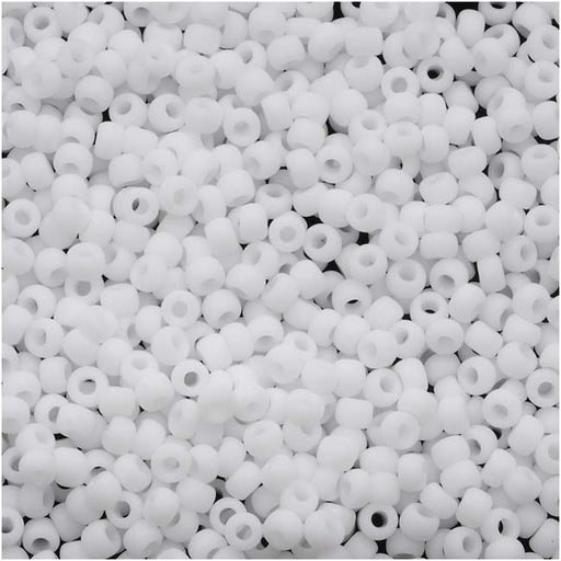 Toho Round Seed Beads 11/0 #41F Opaque Frosted White 8g