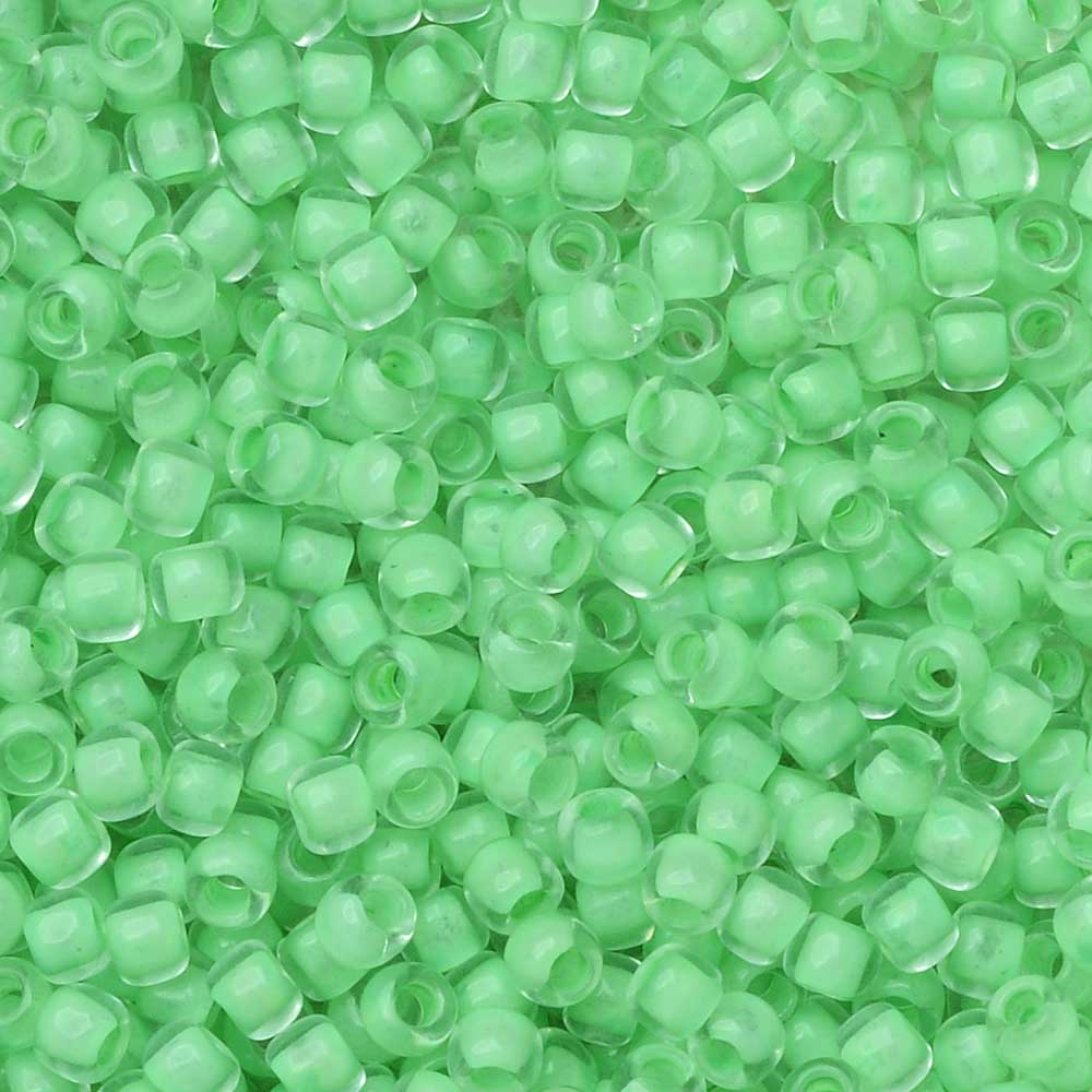 Toho Seed Beads, Round 11/0 #975 'Crystal/Neon Sea Foam Lined' (8 Grams)