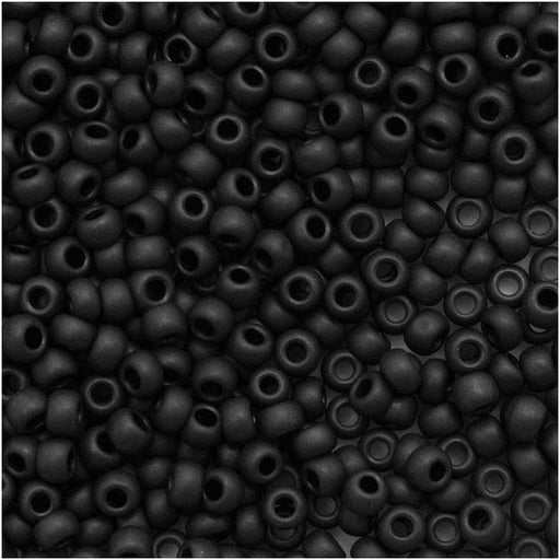 Toho Round Seed Beads 11/0 49F 'Opaque Frosted Jet' 8 Gram Tube