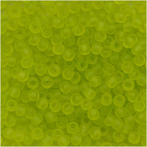 Toho Round Seed Beads 11/0 4F 'Transparent Frosted Lime Green' 8 Gram Tube