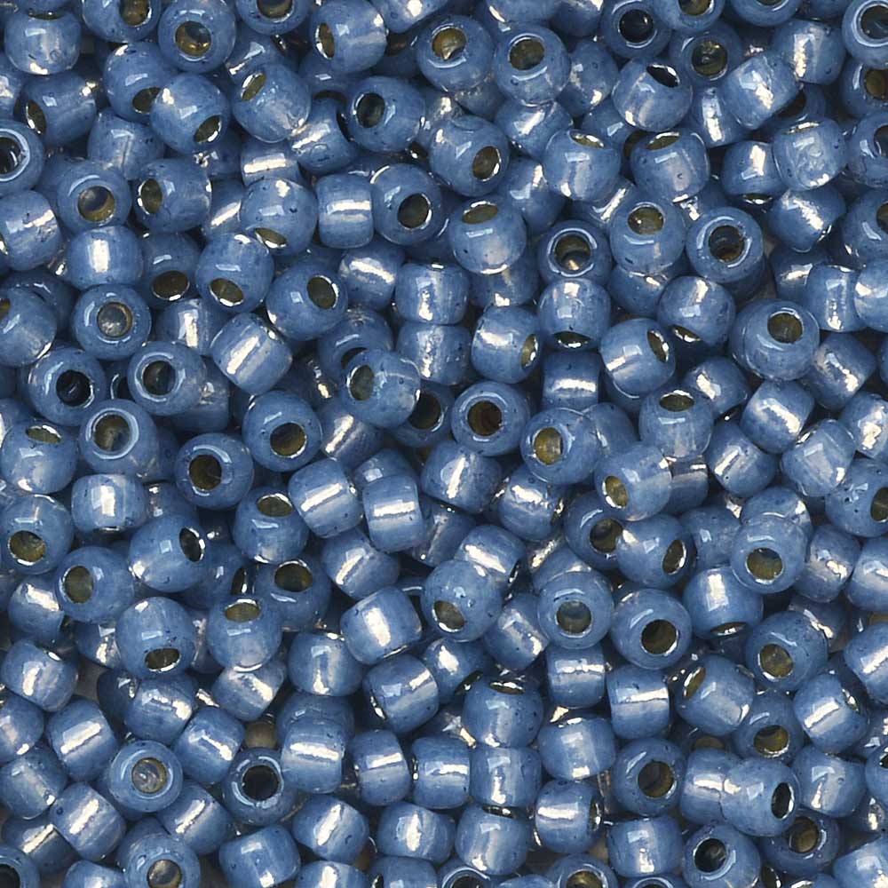 Toho Seed Beads, Round 11/0 #PF2102 'PermaFinish Silver Lined Milky Montana Blue' (8 Grams)