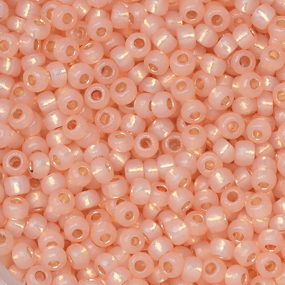 Toho Seed Beads, Round 11/0 #PF2111 'PermaFinish Silver Lined Milky Peach' (8 Grams)