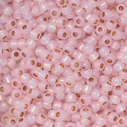 Toho Seed Beads, Round 11/0 #PF2120 'PermaFinish Silver Lined Milky Soft Pink' (8 Grams)