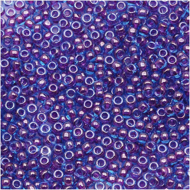 Toho Round Seed Beads 11/0 #252 'Aqua/Purple Lined' 8g