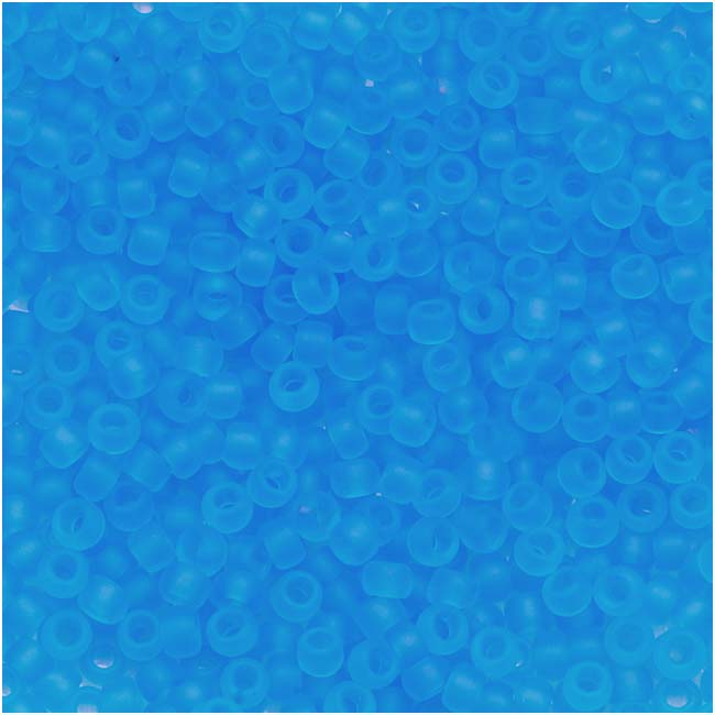 Toho Round Seed Beads 11/0 #3BF 'Transparent Frosted Medium Aqua' 8g